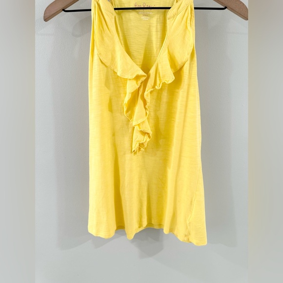 Lilly Pulitzer Pima Cotton Ruffle Neck Tank Yellow Size Small - Picture 4 of 7